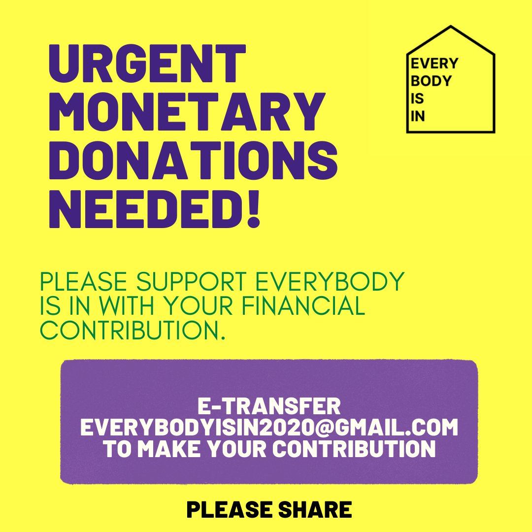 Everybody_DTES's tweet photo. This week we are asking that you support us with a direct financial contribution. Please e-transfer everybodyisin2020@gmail.com to help us as we work to distribute essential items and resources in The Downtown Eastside. https://t.co/zt3fDtrdQW