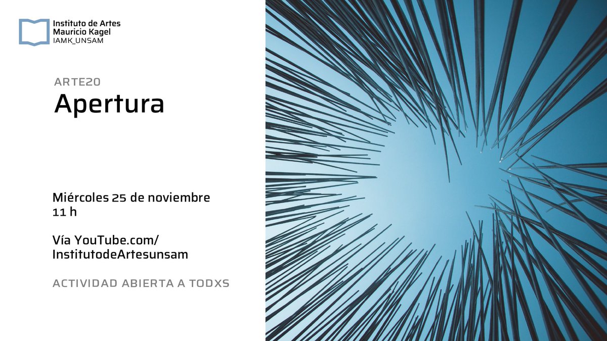 unsamoficial's tweet photo. Estamos a punto de dar por terminado el ciclo lectivo más difícil del que tenemos memoria. ¡Llegó el momento de celebrar lo recorrido! Lxs invitamos a la inauguración de #Arte20 el 25/11 a las 11h por el canal de YouTube de @artesunsam https://t.co/HMF2EVQMy3