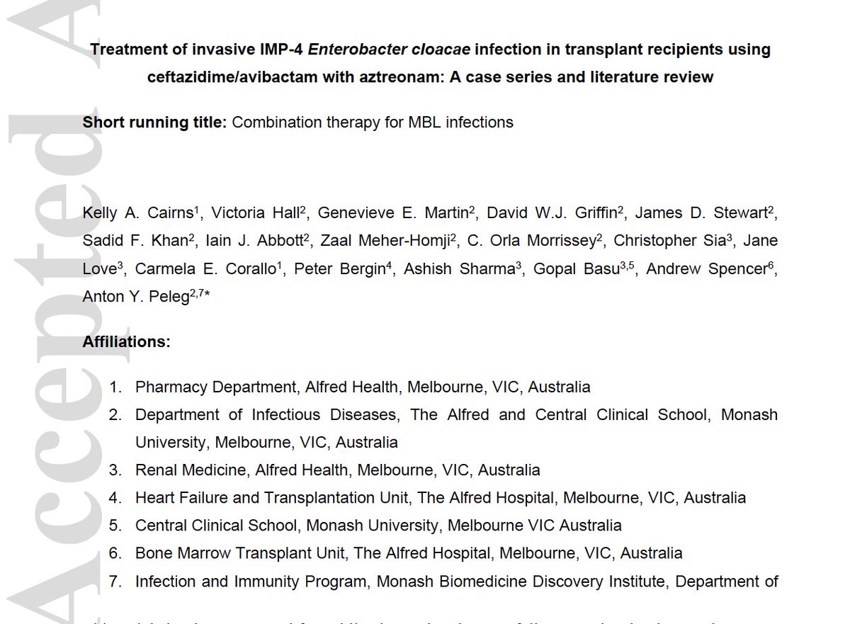 Dept Infectious Diseases, The Alfred & Monash Uni (@alfredmonash_id) on Twitter photo Published by <a href="/cairns_kel/">Kelly Cairns</a> et al. A smart antimicrobial combination to tackle the untreatable in transplant recipients, highlighting the challenges of #AntimicrobialResistance in our most vulnerable patients
onlinelibrary.wiley.com/doi/abs/10.111… Published by <a href="/cairns_kel/">Kelly Cairns</a> et al. A smart antimicrobial combination to tackle the untreatable in transplant recipients, highlighting the challenges of #AntimicrobialResistance in our most vulnerable patients
onlinelibrary.wiley.com/doi/abs/10.111…