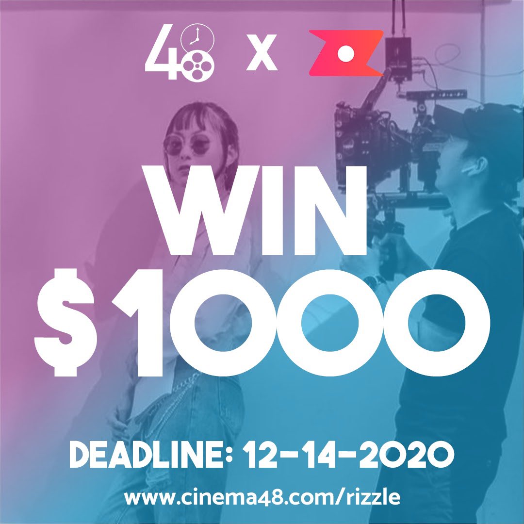 rva48hfp's tweet photo. If you made a 48 recently this is your chance to WIN $1000, reach millions of viewers and more! @therizzleapp and @48hfp have partnered to give your film the audience and success it deserves. Go to: https://t.co/Fu99BwbHjG for more details and to enter. #rizzle #shortfilm #film https://t.co/o6DbN8GXzR