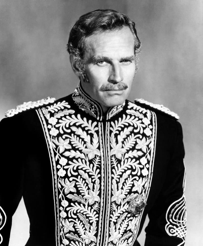 1877, Charles George Gordon (played here by Charlton Heston) is appointed Governor General of Sudan by the Khedive of Egypt, where his work in containing unrest and abolishing slavery even made him popular with the Sudanese people and their government (4/20)