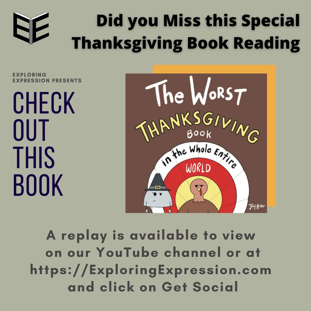 exexadmin's tweet image. Visit our website bit.ly/3kPPJnC and let Brandy read this fun Thanksgiving story to your children.
#exploringexpression #exploringexpressions #learninglifestlye #readtome #readaloud #childrensbooks #picturebooks #holidaybooks #thanksgivingbooks #thanksgiving