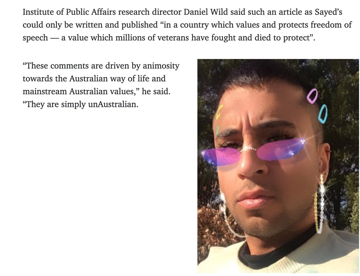 So, in the wake of the Brereton report detailing 39 murders of innocent Afghans by Australian Defence Forces, the Murdoch media machine has decided to maliciously attack  @bobuqsayed, a young queer non-binary Muslim Afghan-Australian writer. They couldn't be more despicable.