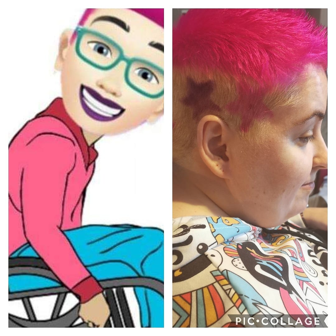 DanielleFarrel2's tweet photo. Y.O.U and I have our bright pink trademark hair back in line with https://t.co/aBHOGY07sg avatar logo and branding, this time with pink and purple stars...this is another example of https://t.co/aBHOGY07sg message of the importance of disabled people having their own identity

# https://t.co/TbPE5fCUJ0