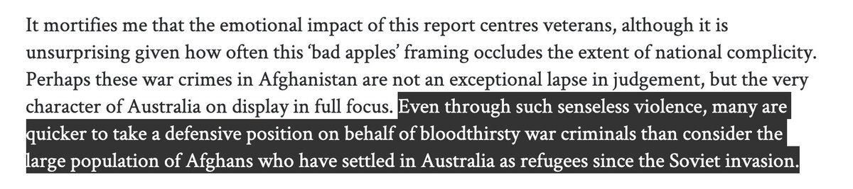 It's a malicious attack for a number of reasons, not least of which is the wilful distortion of what Bobuq actually said, which was not to attack veterans accessing mental health but to point out how warped it was that there was no consideration for Afghans and Afghan-Australians