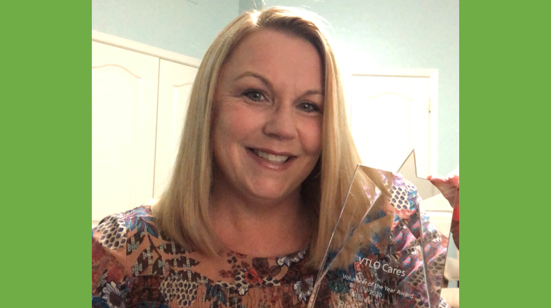 Forty1_NAmerica's tweet photo. Yesterday we had our virtual VTLO Volunteer of the Year Award Presentation. Richelle Feigin (@rfeigin), senior account director, was named 2020 VTLO Cares Volunteer of the Year. Congratulations again to Richelle! Here is a picture of Richelle with the trophy. https://t.co/UuifU4gwOT