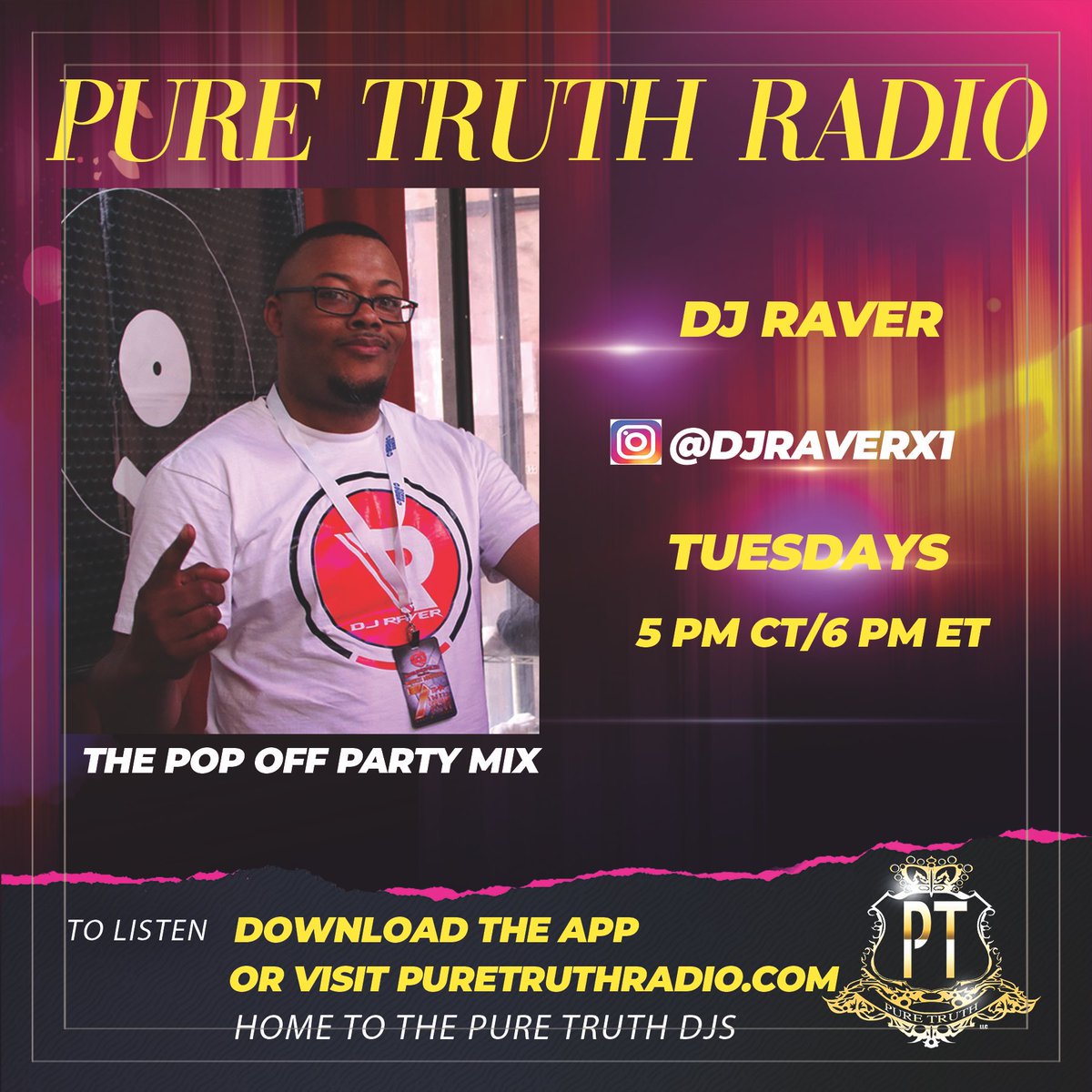 DJ Raver on Pure Truth Radio - Oklahoma - We The Hottest <a href="/djraverx1/">DJ RAVER</a> #raver #wethehottest #puretruthllc #puretruthradio #dmv #producer #music #radio #club #party #radio #art #artist #pop #hiphop #puretruthdjs