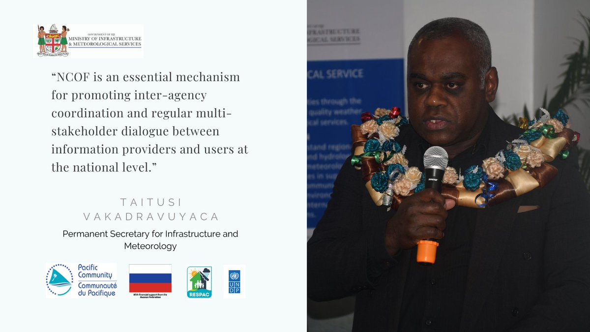 FJMETservice's tweet photo. Permanent Secretary for Infrastructure and Meteorology, @n_taitusi officially opened the #FijiNCOF2020 at the Tanoa Plaza Hotel, Suva, Fiji. @FijianGovt @UNDP_Pacific @RESPACatUNDP @WMO @SPC #OceansAndFisheries #KnowYourOcean #FriendsOfTheOcean #ScienceToService https://t.co/MLM4qWdTEn