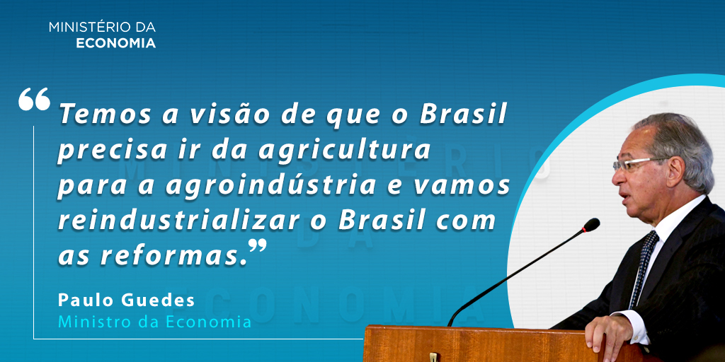 #RETOMADAECONÔMICA | Ministro Paulo Guedes defendeu – durante palestra de abertura do 3º Encontro O Brasil Quer Mais – que o Brasil tem um futuro extraordinário e que deve se tornar uma potência da agroindústria nos próximos anos. Saiba mais: bit.ly/39h2AwP