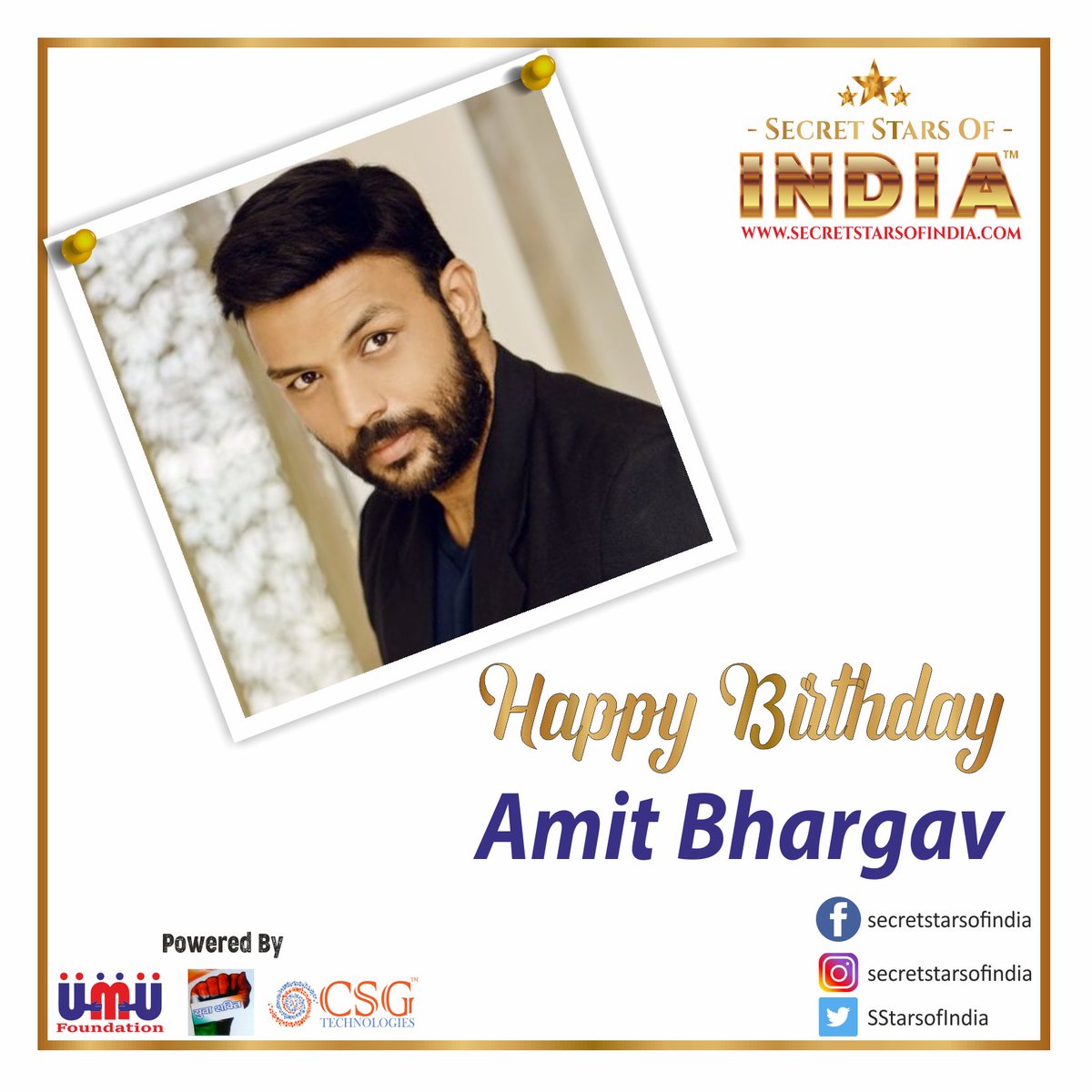 SStarsofIndia's tweet photo. Happy Birthday @realamitbhargav
From Secret Stars of India
#amitbhargav #amit #hbdamit #hbdamitbhargav #happybirthdayamit #happybirthdayamitbhargav #HappyBirthday #mahendersaluja #secretstarsofindia #secretstars #umadeus #umadeusfoundation #csgtechnologies #yuvashaktisangathan https://t.co/aSsM113gzu