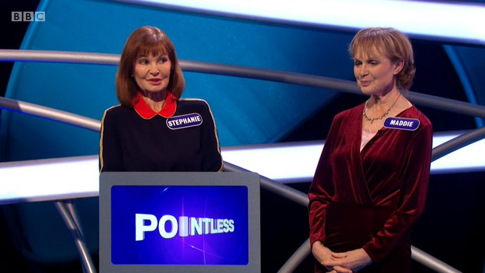 Funniest thing on @BBCiPlayer this week: Maddie Smith and Stephanie Beacham battling through adversity on #PointlessCelebrities. Absolute legends. Give 'em their own sitcom, pronto. https://t.co/VhtLNRVKdW