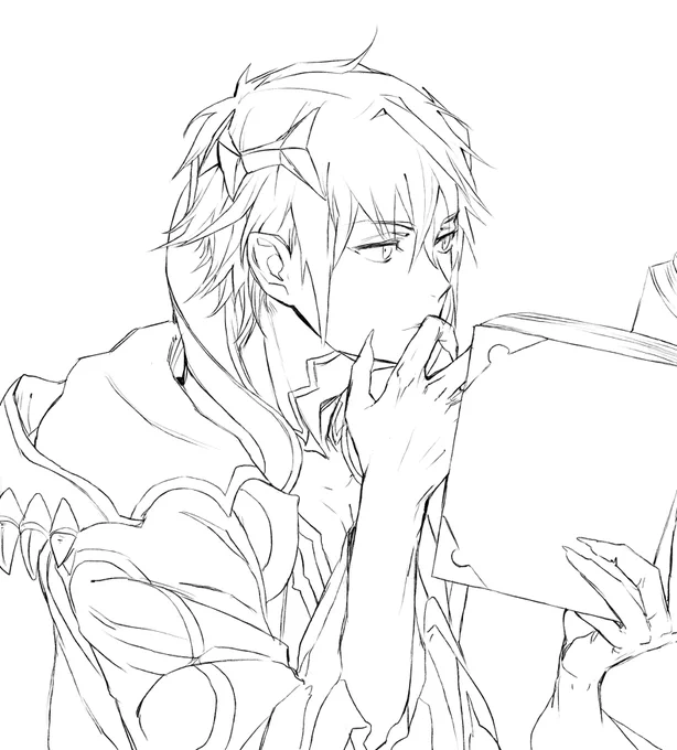 #線画と塗った後を見せてください 
ちょっと前に描いたルフレ 