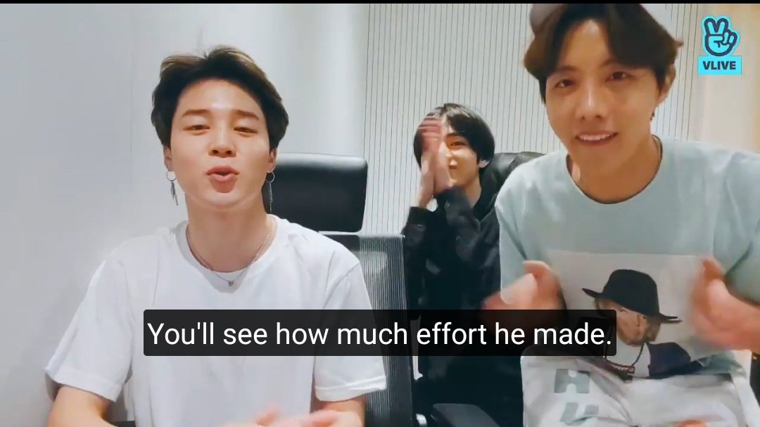 : from 4 o'clock, scenery, and winter bear you can see you've improved a lot... This vminhope vlive was so sweet. Both jm and hobi were praising the song and how hard Tae worked since he directed the MV to winter bear in addditon to writing the song 