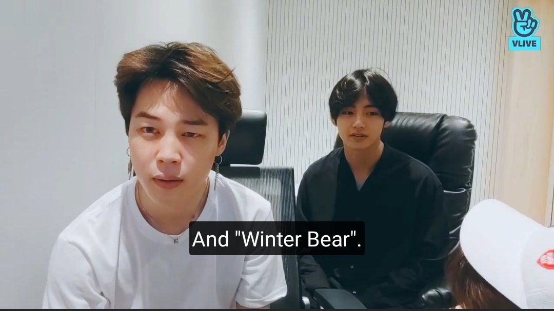 : from 4 o'clock, scenery, and winter bear you can see you've improved a lot... This vminhope vlive was so sweet. Both jm and hobi were praising the song and how hard Tae worked since he directed the MV to winter bear in addditon to writing the song 