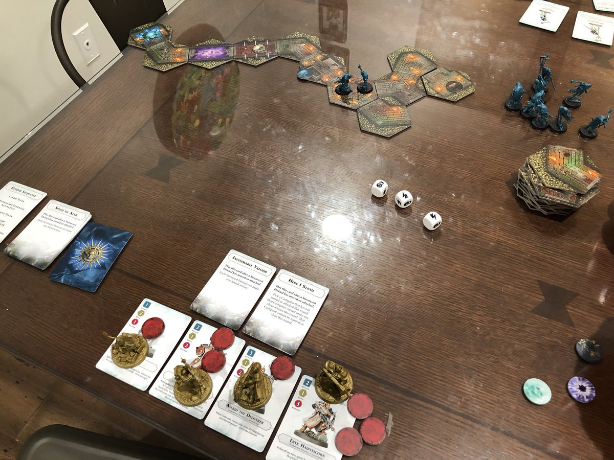 theMCGuiRE's tweet photo. Well - lost this one to my son. The eternals just could not stand their ground this time. Chainrasps formed a choke point and i could not get to the winch. Astrid was the last to fall. #boardgames #crypthunters #tabletopgames https://t.co/ZqhCYuYAeZ
