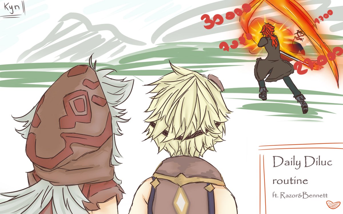 kynkiest's tweet photo. Based on that Razor line about Diluc 😳👉👈
レザー→ディルック 
#原神 #GenshinImpact ディルレザ 🔥🐺 https://t.co/p25uLrCQPt
