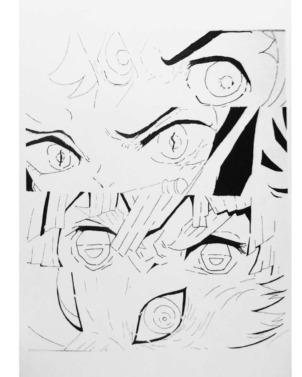 ℳoe 着彩依頼 線画着彩 鬼滅の刃 かまぼこ隊 インスタで仲良くさせてもらってる子からの依頼で その子の線画を塗らせてもらいました 用紙はハガキを使用してます 色鉛筆 油性色鉛筆 イラスト アナログイラスト トンボ色鉛筆 ファーバー