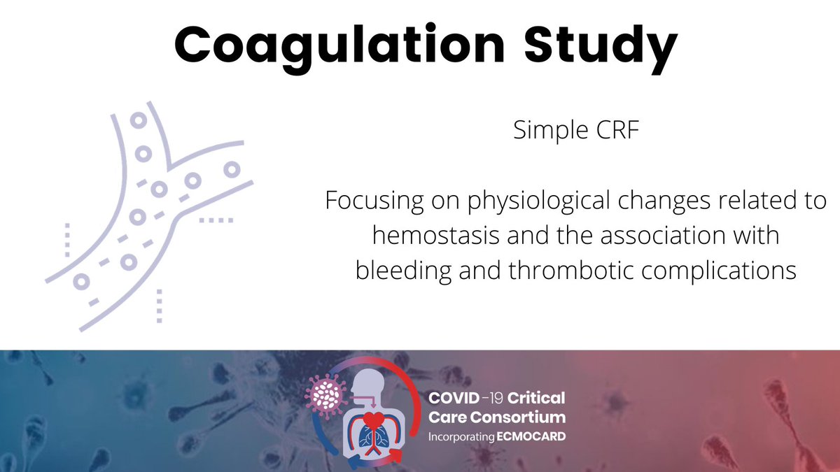 COVIDcritical's tweet image. Third in the #substudy line up is the #Coag Study!  Focus is on physiologic changes in #COVID patients related to hemostasis and the association with bleeding and thrombotic complications. Join @HeidiDalton26 &amp;amp; @asadusman in their crucial study! Ecmocard@health.qld.gov.au @CCRG