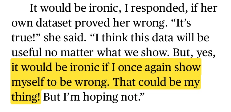 “Oster knows she’ll get blamed if the reopening experiment ends in disaster. In that case, ‘the best I can do is say that I did something I felt was productive and helpful,’ she told me.” https://www.bloomberg.com/news/features/2020-10-08/economist-emily-oster-is-helping-parents-stay-sane-in-the-coronavirus-pandemic