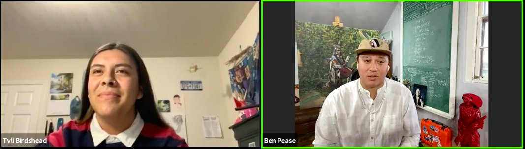 Center4Native's tweet image. Award-winning Artist @Benpeasevisions and 2020 @genindigenous #CreativeNative winner, Tvli Birdshead, talk all things art and what inspired him in his work.
#2020SNYR #NativeYouth