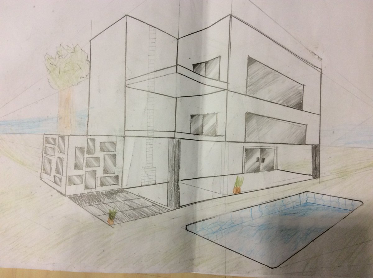 AshTagDT's tweet photo. Year 7 ...2 point perspective buildings following Frank Lloyd-Wright studies @ Taunton Preparatory school https://t.co/aGOUteHDvk