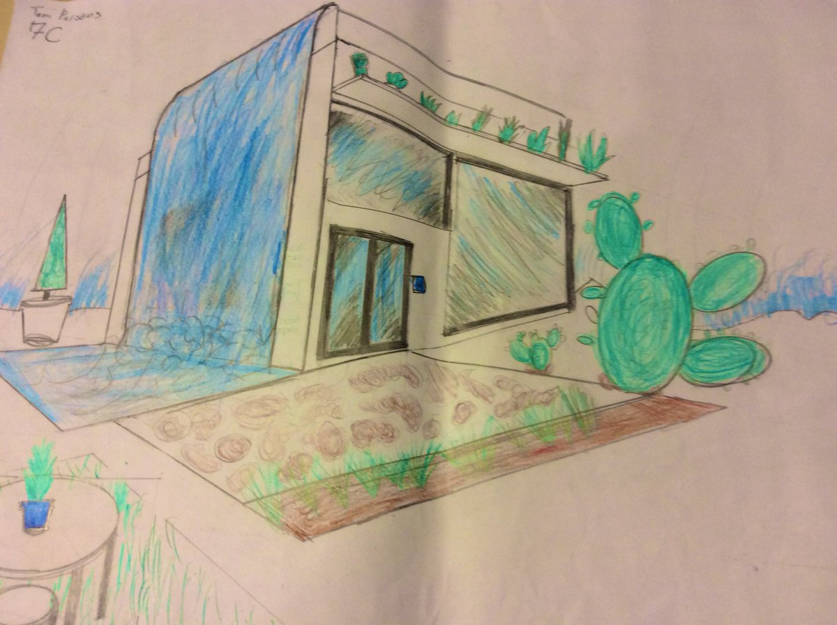 AshTagDT's tweet photo. Year 7 ...2 point perspective buildings following Frank Lloyd-Wright studies @ Taunton Preparatory school https://t.co/aGOUteHDvk