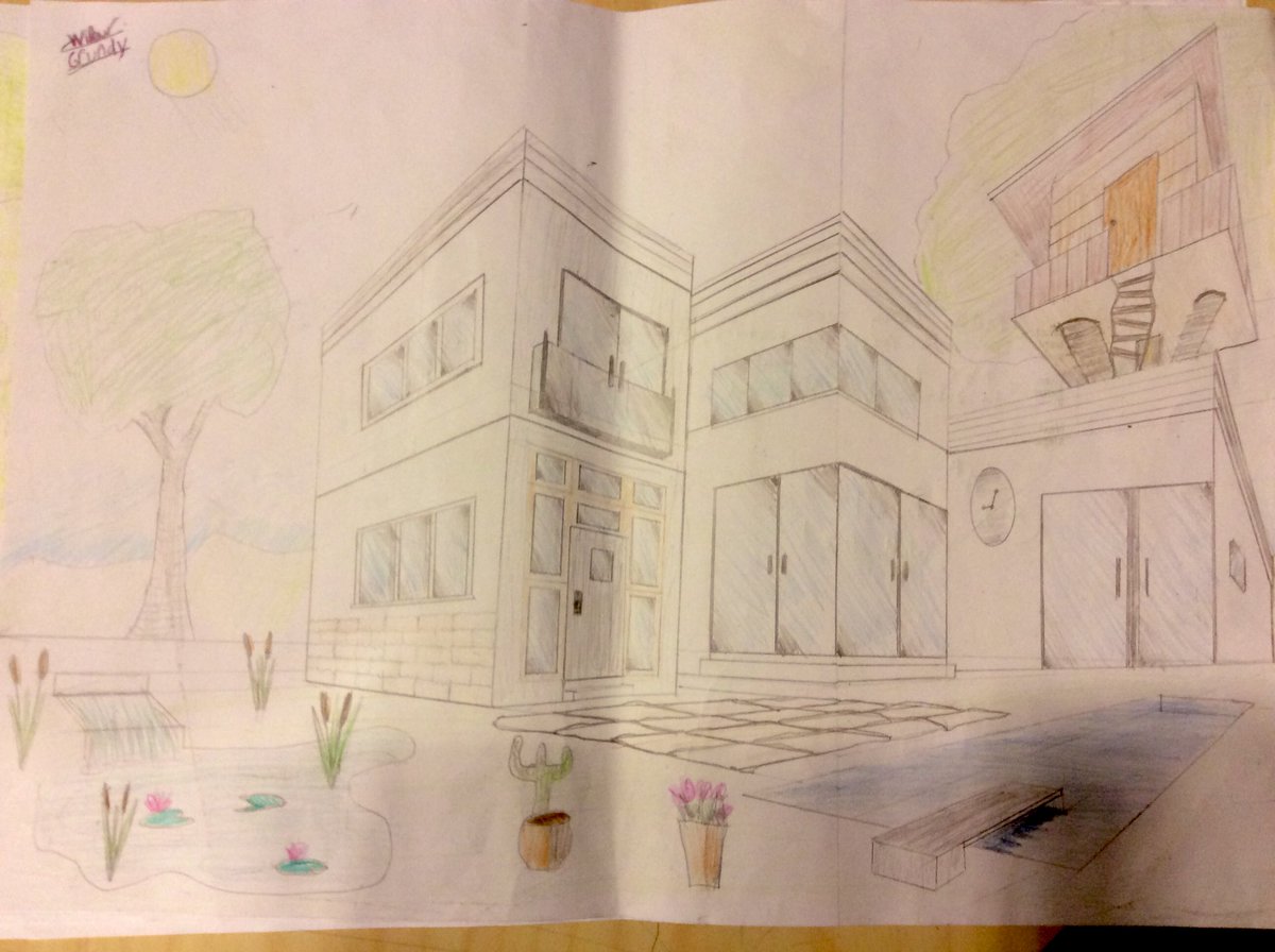 AshTagDT's tweet photo. Year 7 ...2 point perspective buildings following Frank Lloyd-Wright studies @ Taunton Preparatory school https://t.co/aGOUteHDvk