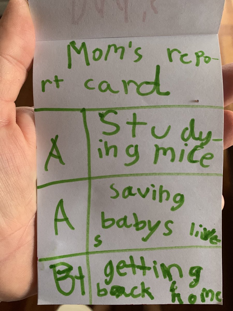 Turns out my 7 year old has been evaluating my performance 😂 #physicianscientist #neonatologist #mom