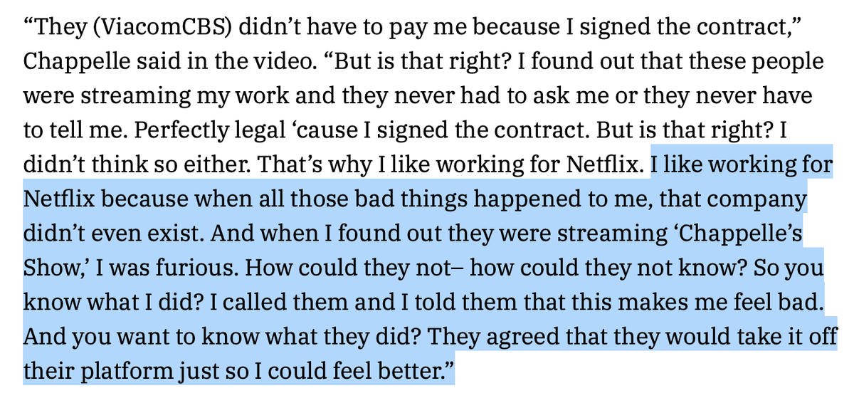 Imagine if Dave Chappelle responded with this amount of grace when trans people or rape survivors said he was making them feel bad