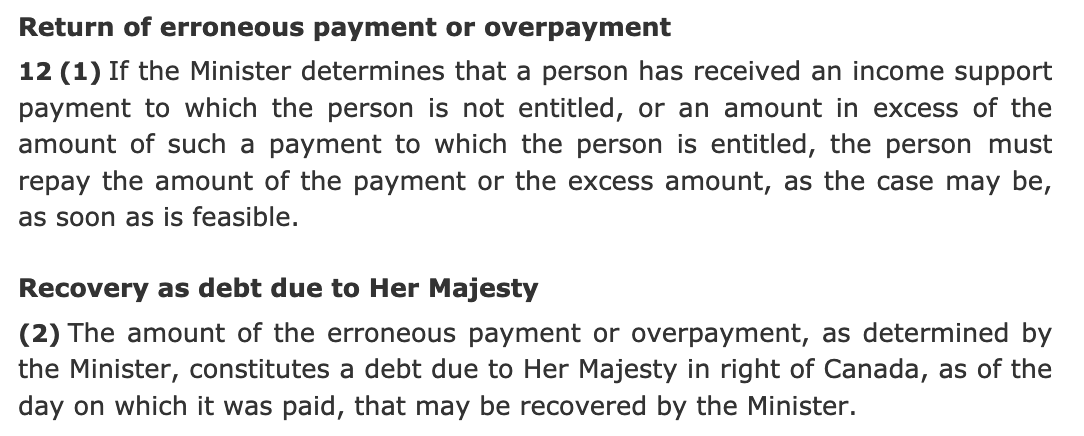 2) Let's look at the legislation, that all parties voted for. That's the origin of the rules and marching orders to officials. Here are some of the relevant sections of C-13: The legislation ALWAYS contemplated the power to ask for additional info/docs to verify eligibility