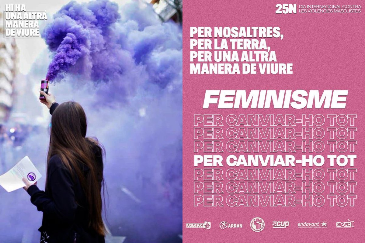 #25NFeminista

🙋‍♀️Per nosaltres
🌈 Per la terra
🌱 Per la vida
✊🏽Per una altra manera de viure.

Feminisme per canviar-ho tot!

#25N
#HiHaUnaAltraManeraDeViure
#ProuViolènciaMasclista
#NoÉsNo
#BarberàDelVallès
#BarberàFeminista
#BarberàCiutatFeminista