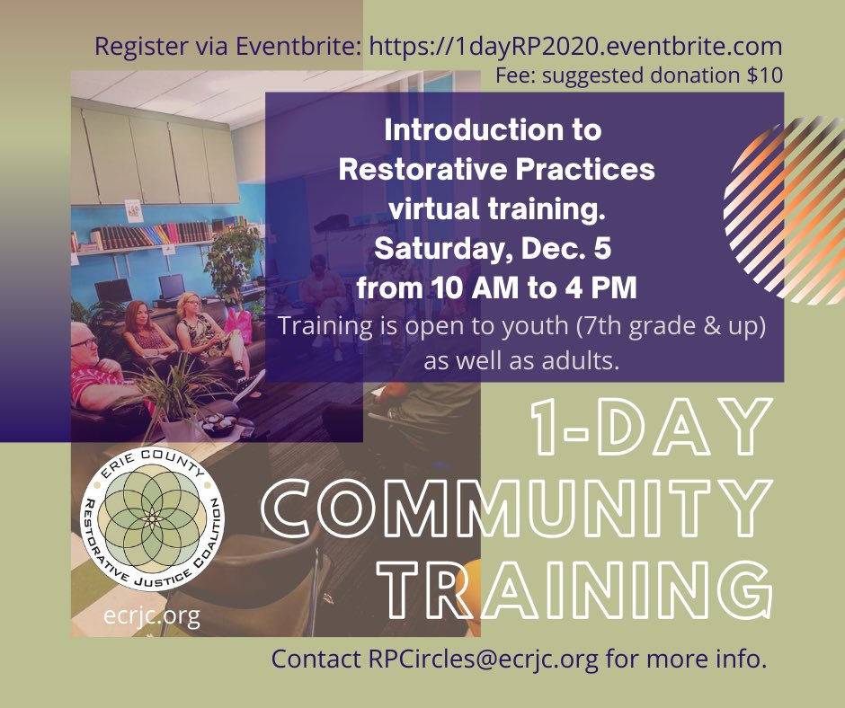 New training opportunity coming up! Mark your calendars for Saturday December 5th! #training #restorativepractices