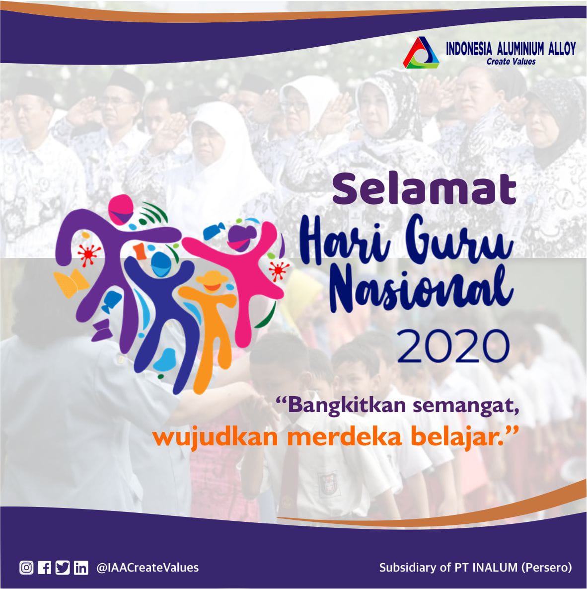 IAACreateValues's tweet photo. Selamat Hari Guru Nasional
25 November 2020.
Mari maju bersama, bangkitkan semangat wujudkan merdeka belajar!
#IAA
#CreateValues
#KitaPasti https://t.co/U3E3oQ65Wf