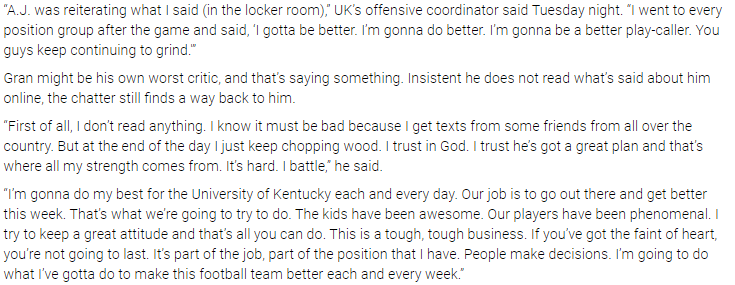 KentuckyKavalry's tweet photo. I commend Eddie Gran's positivity here but he's been saying this stuff for YEARS now. 

He'll call bad game after bad game and then come out and say "I've gotta do better, I will do better." 

Eddie... you haven't done better man. It's not working. https://t.co/wI93dZ5xA8
