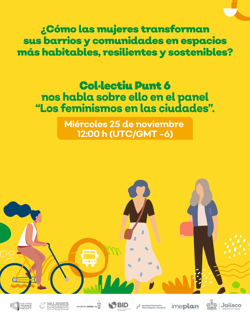 La acción comunitaria, la experiencia urbana y la vida colectiva son fundamentales para imaginar y trazar ciudades feministas. <a href="/CollectiuPunt6/">Punt 6</a> comparten sus experiencias en el panel: “Los feminismos en las ciudades”.

Acompáñanos a las 12 pm a través de: facebook.com/congreso5050