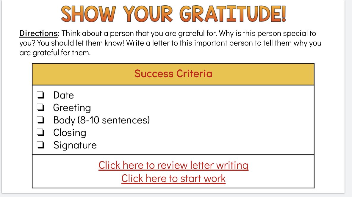 We are loving this #gratitudechallenge in grade 3 <a href="/HSHistTeach/">A. Teacher</a>! 😊 <a href="/MelrosePS/">MelrosePublicSchools</a>