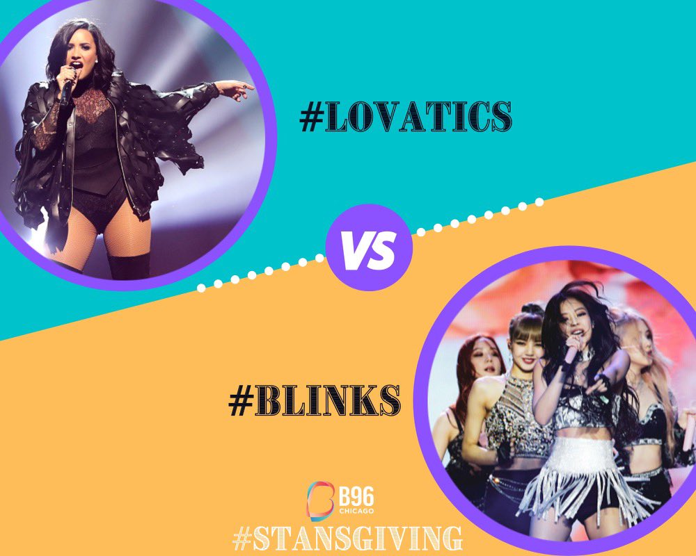 B96Chicago's tweet photo. Getting SO. CLOSE. to our #stansgiving winner! 

#Lovatics vs. #Blinks 

REPLY OR QUOTE TWEET YOUR VOTE! https://t.co/XTRTTOfpst
