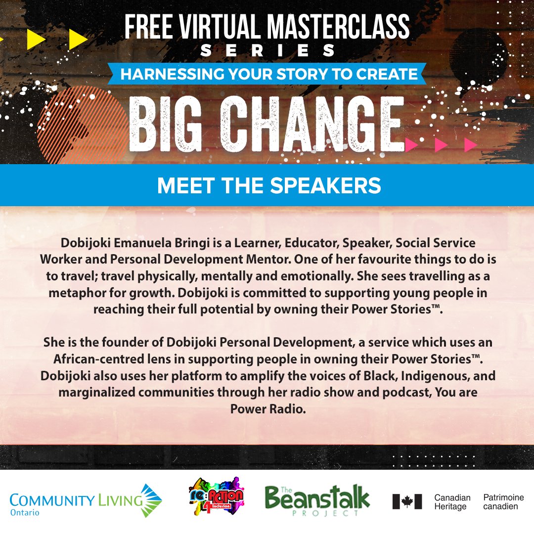 R4Inclusion's tweet photo. Meet @dobijoki one of our speakers! She will be teaching our masterclass attendees how to find and own their unique Power Stories™.

Join Dobijoki and our other speakers for the series and learn to inspire change through the art of storytelling: https://t.co/c2u4BNu9mW https://t.co/FTYBkHkYZu