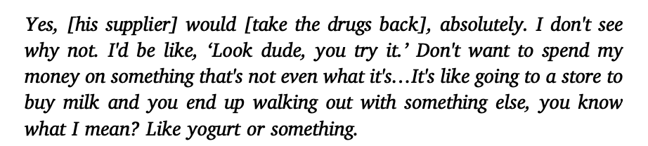 On the 1st, there was a degree to which some sellers were able to return drugs to their suppliers. This was often referred to as just, "good business" 18/