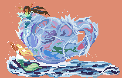 JuliaGoodish's tweet image. For #paradefloat I wanted to give mermaids a chance to have fun on the land. It is a bit busy but I had a lot of fun playing with colors and water 'u' #pixelart #pixel_dailies @Pixel_Dailies
