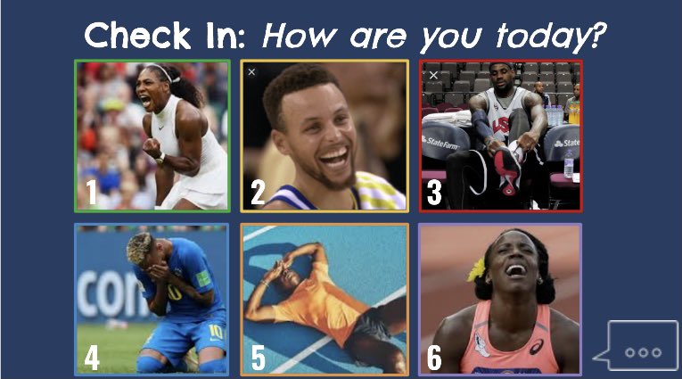 LovePEaLOTT's tweet photo. WMS PE students actively participated in our daily #SEL check in using the pictured emotions of athletes - we recognize the importance that it has on our students. ❤️ Even if it is as simple as “How are you today?”@SELearningEDU 😀😩🥱🤩😤 #wmspe https://t.co/ROtz5kJzMN