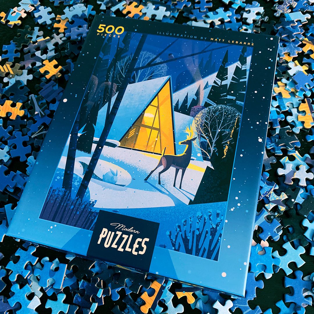 ModernPuzzles's tweet photo. @ModernPuzzles A-Frame limited edition holiday puzzle "Frost &amp; Fire". Order now! Ships out next day. #Aframe #puzzles #puzzleoftheday https://t.co/0AUeKLGdHv