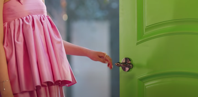 very last shot of it, where it is shown to be green.3. rima does not find her door, she makes it herself. this may be why it is the same color as riku's (YES riku's is red, before you ask, it does look orange at first but it's