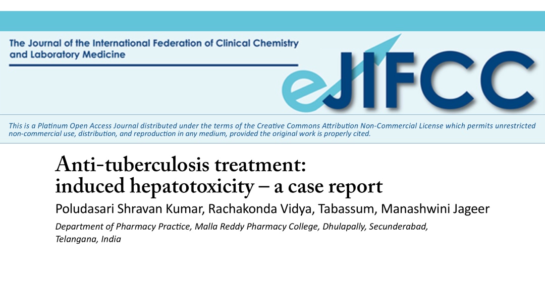 IFClinChem's tweet photo. #eJIFCC case report: Anti-tuberculosis treatment:induced hepatotoxicity.
https://t.co/ksbrwgA2Nw https://t.co/G0ODGPJWsd