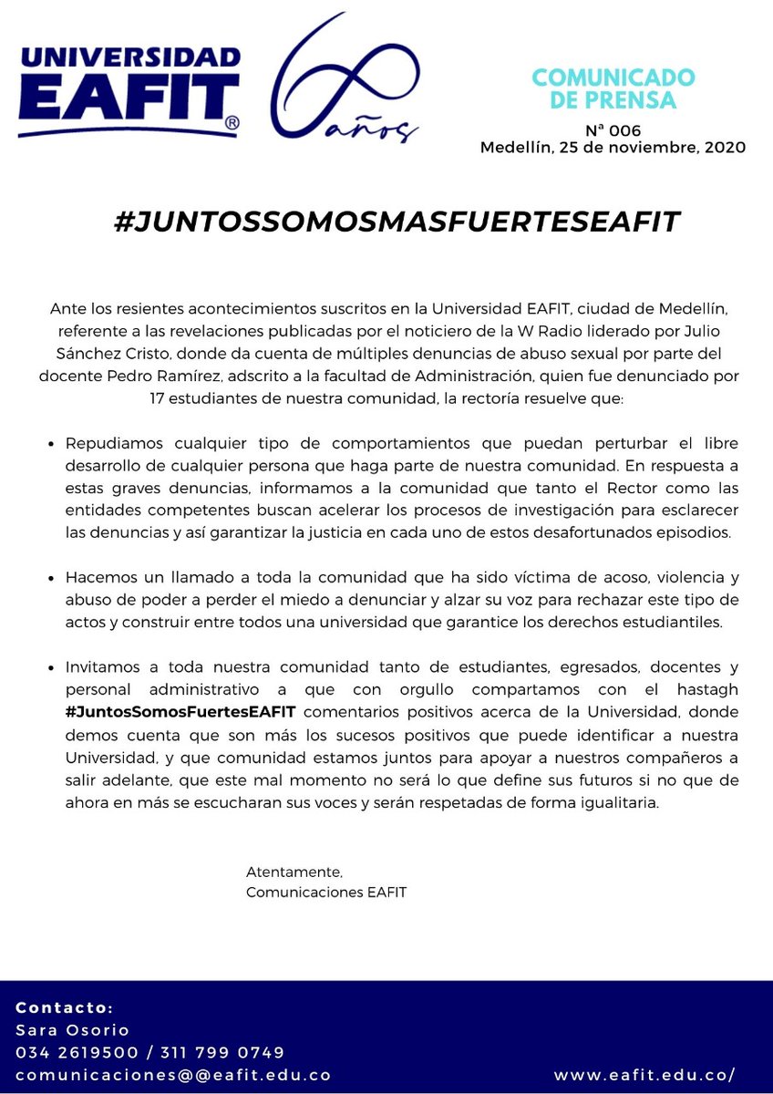 UniversidadEAFIT casohipoteticoGestionredesociales tweet media