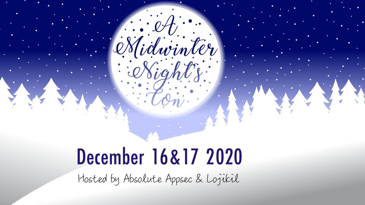 In case you didn't hear, <a href="/absoluteappsec/">Absolute AppSec</a> is co-hosting a virtual Midwinter Night's Con on December 16-17 with a fantastic lineup. Details and registration at absoluteappsec.com/cons/midwinter…. Organizers: <a href="/lojikil/">Logyi várja a Mikulást</a> <a href="/amanofwar/">Abdullah Munawar</a> <a href="/PickSecurity/">Ben Pick</a> <a href="/golfhackerdave/">David Lindner</a> <a href="/infosecdad/">Brian Glas</a> <a href="/cktricky/">Ken Johnson</a>