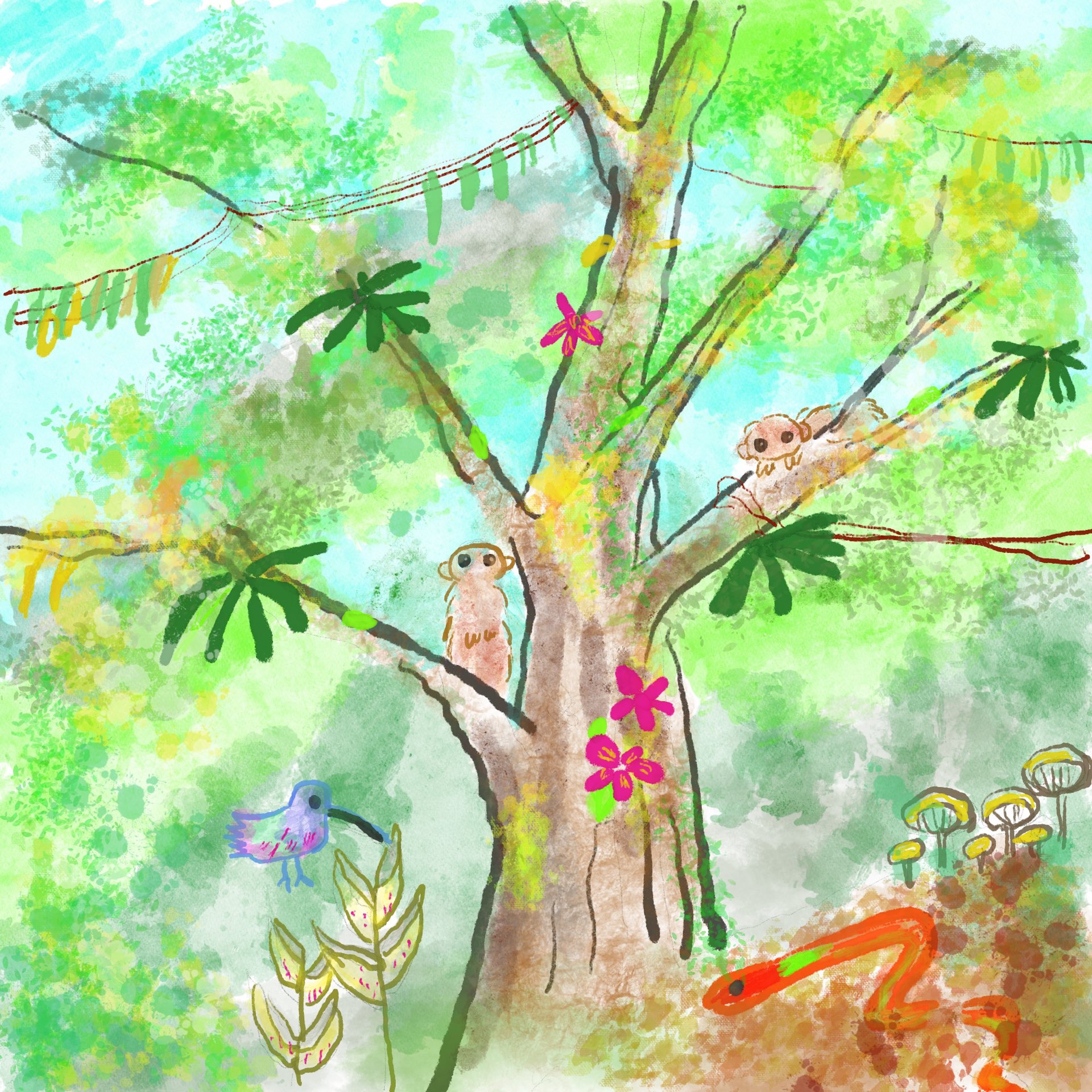 Aiko Matsunami 僕らの生活 ジャングル イラスト 動物 絵 デジタル 樹木 Art Illustration Animal Drawing Painting Jungle Wood T Co Tnje3yybnn Twitter