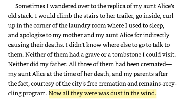 Oh, hey, it's kind of a touching paragraph about trauma and loss and WAIT IS THAT A FUCKING "KANSAS" REFERENCE!?