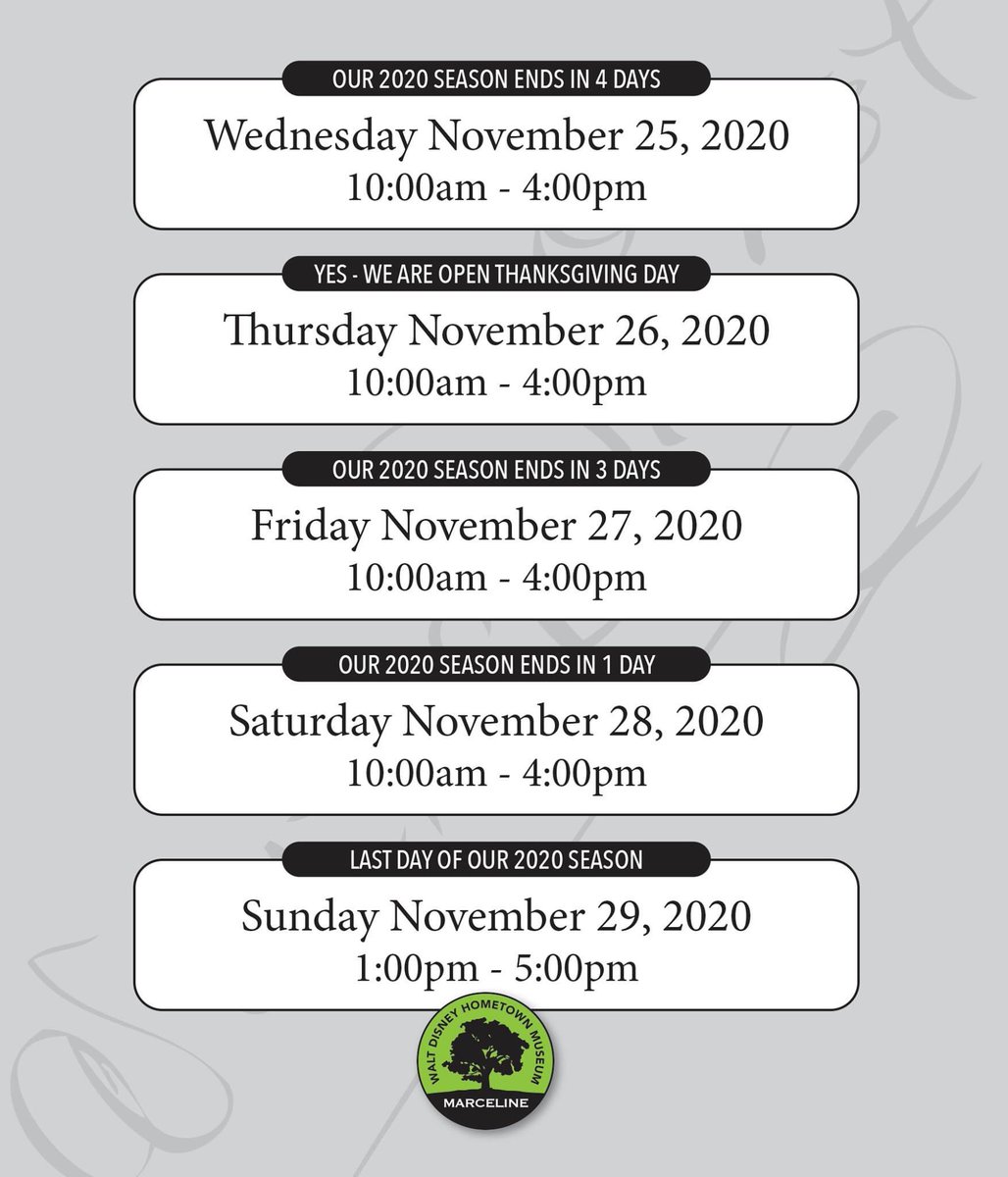 We’re getting ready to wrap up our 2020 season. #WaltDisneyHometownMuseum #WaltDisney #RoyDisney