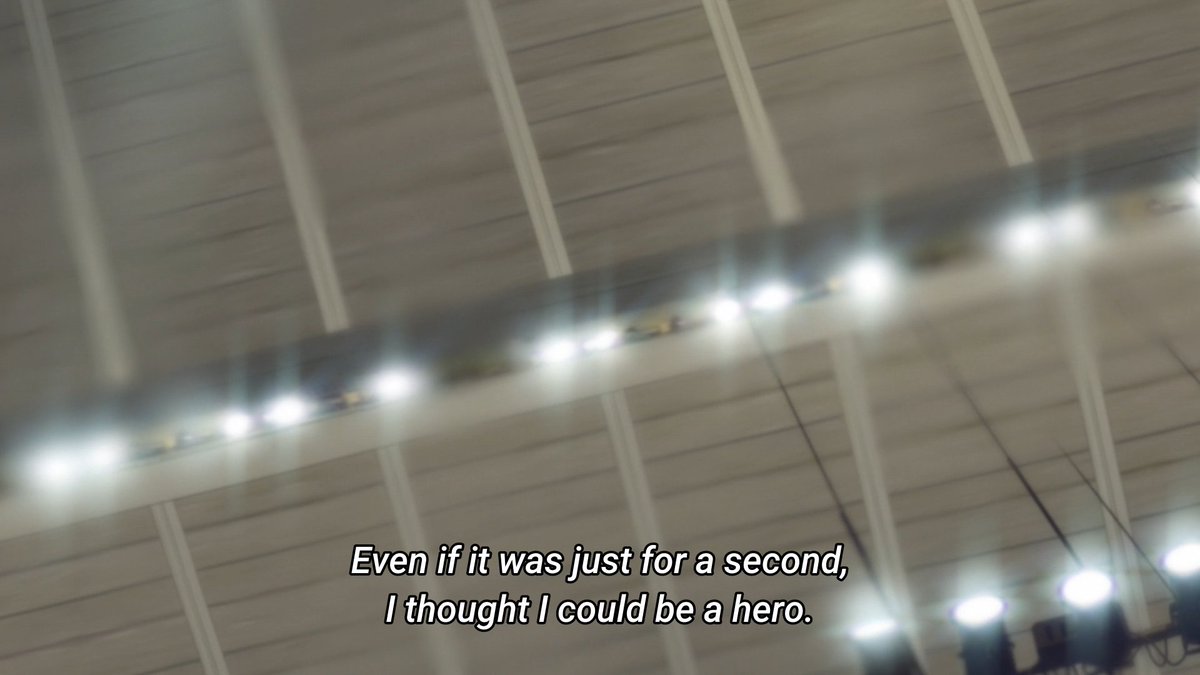 We& #39;re rambling again. Watching anime a couple days ago, I got hit hard by this particular scene, a plain one really, merely showing someone-who-couldn& #39;t-be-a-hero& #39;s vision all blurry due to the tears forming in his eyes. A thread.
